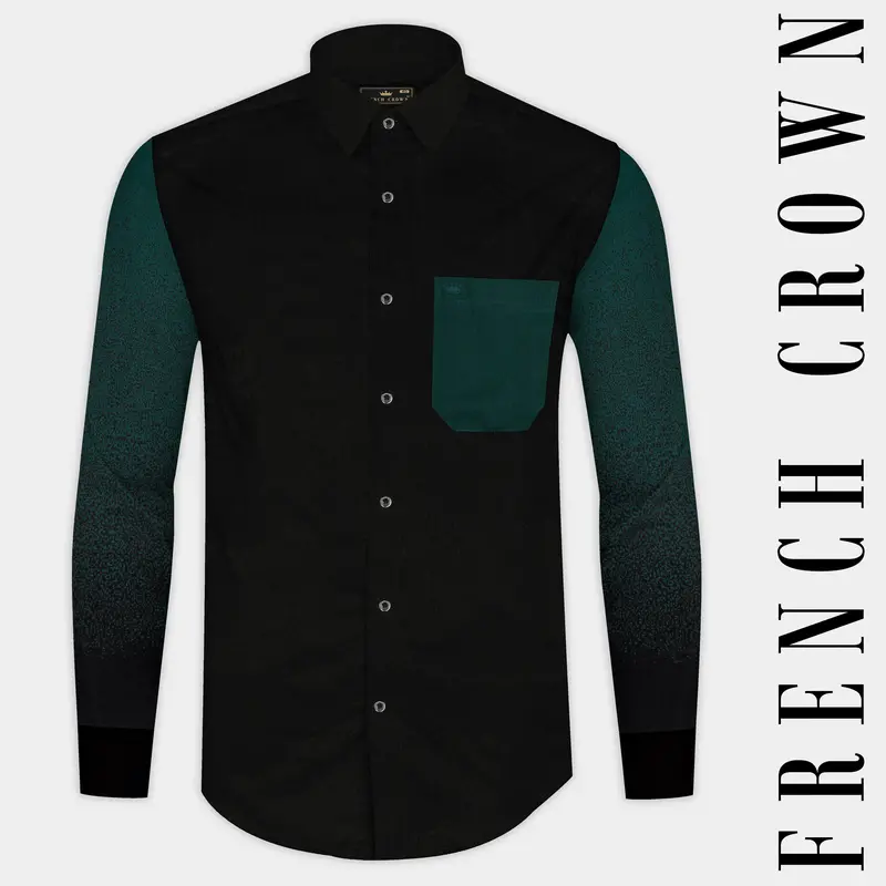 Jade Black With Burnham Green Printed Super Soft Premium Cotton Designer Shirt 1