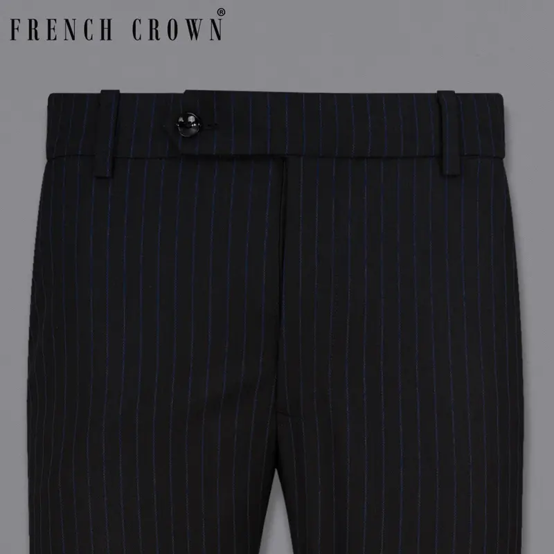 Jade Black With Cloud Burst Blue Striped Pant 6