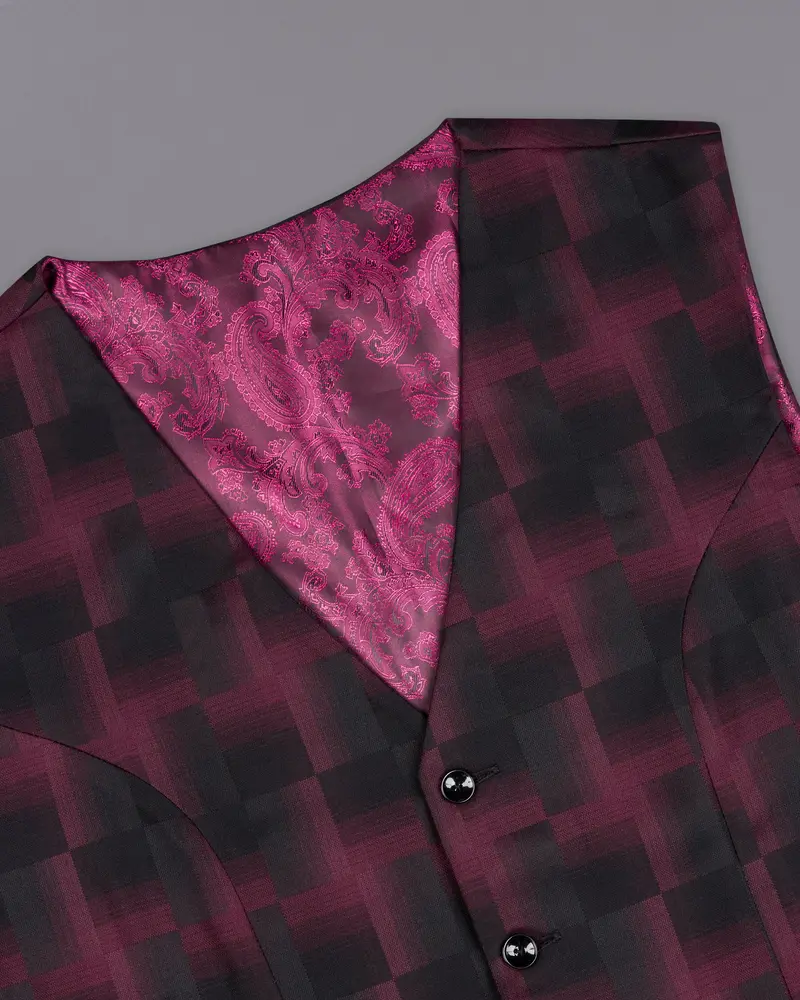 Jade Black With Finn Red Square Textured Waistcoat 4