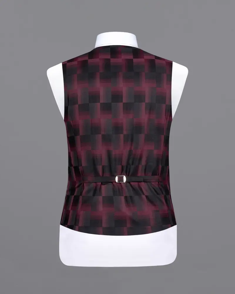 Jade Black With Finn Red Square Textured Waistcoat 6