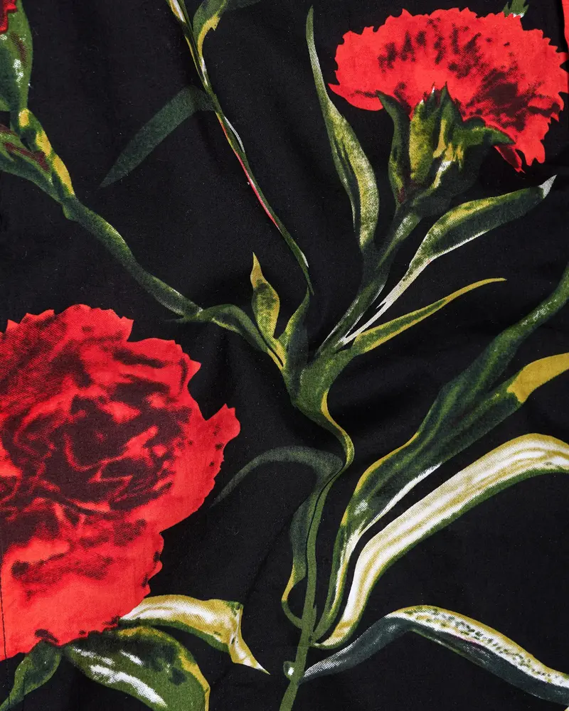 Jade Black With Flush Mahogany Floral Printed Premium Cotton Shirt 2