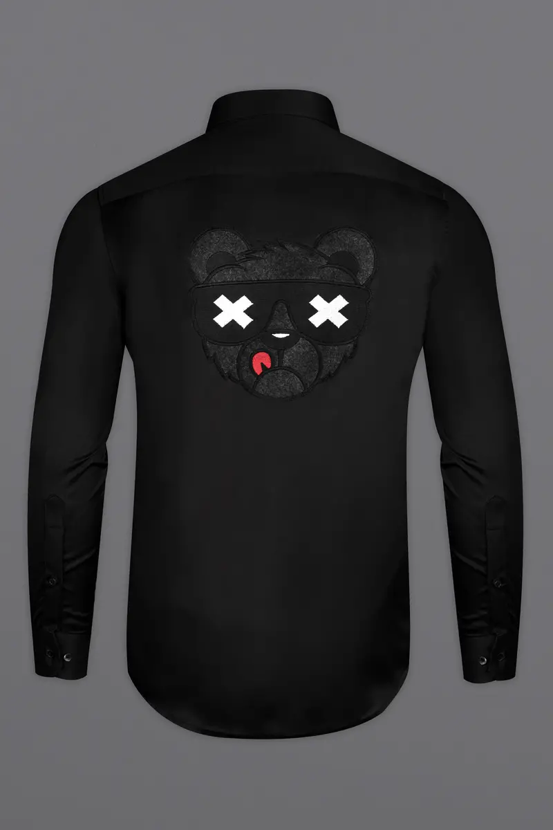 Jade Black With Funky Teddy Patch Work Premium Cotton Designer Shirt 6