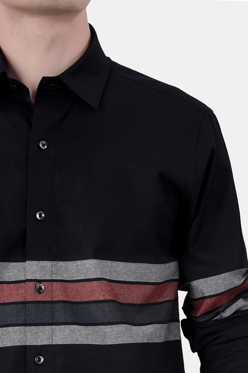 Jade Black With Gunsmoke Gray And Ferra Brown Striped Royal Oxford Shirt 6