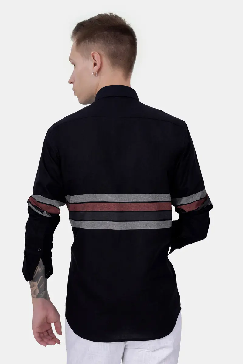 Jade Black With Gunsmoke Gray And Ferra Brown Striped Royal Oxford Shirt 8