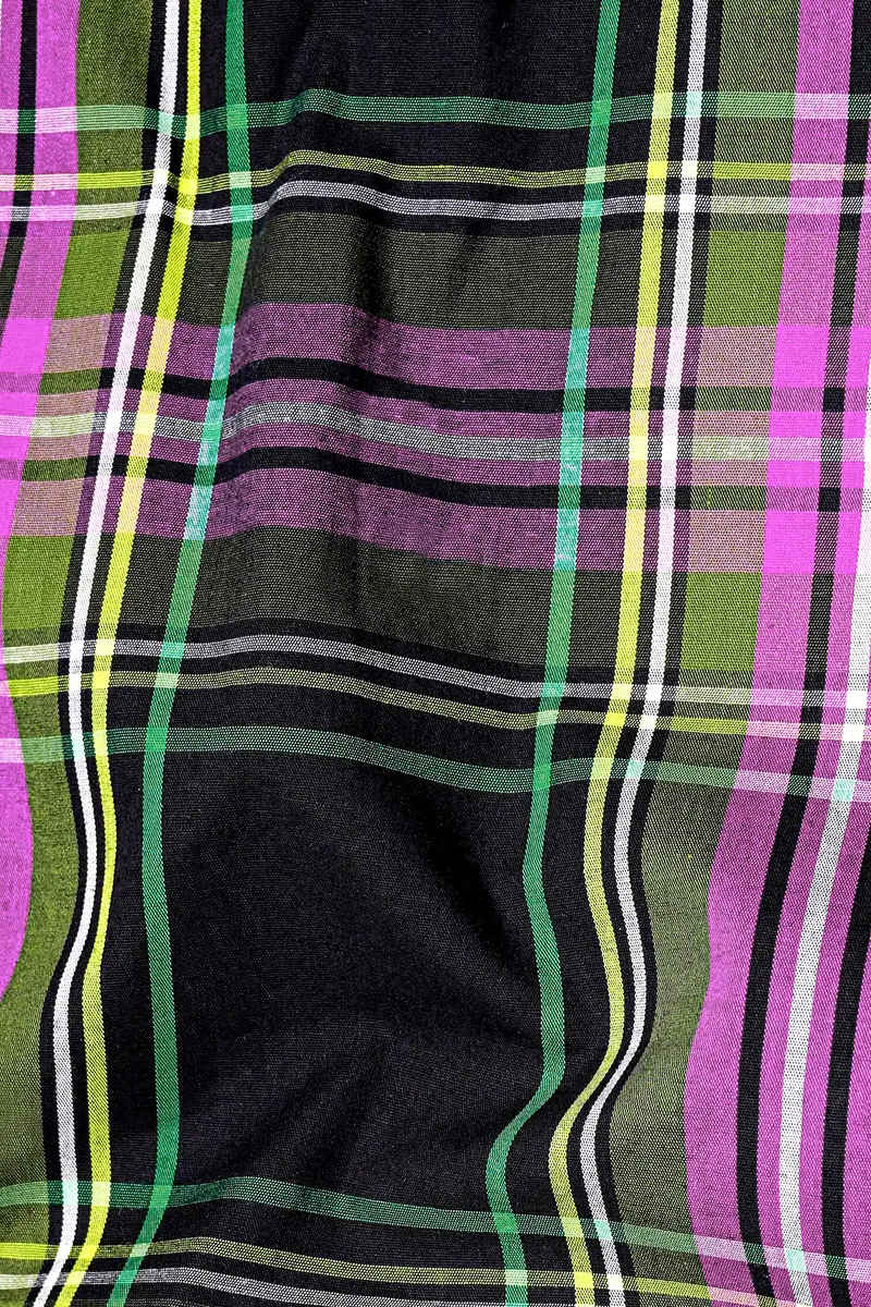 Jade Black With Hibiscus Pink Plaid Premium Cotton Shirt 2
