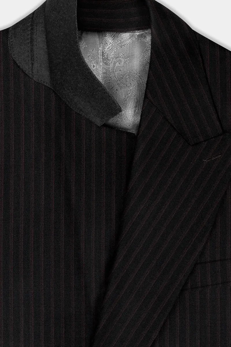 Jade Black With Iridium Maroon Striped Wool Blend Blazer 4