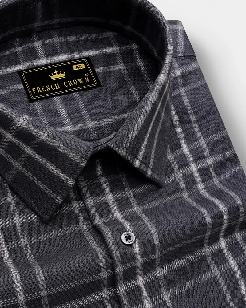 Jade Black With Maverick Pink Twill Windowpane Premium Cotton Shirt 1