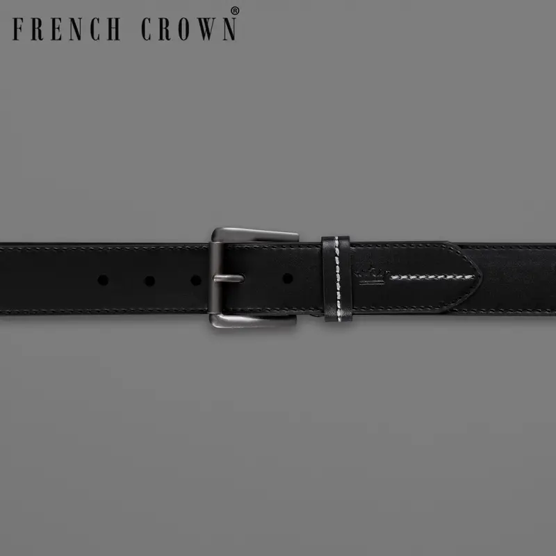 Jade Black With Metallic Buckle Leather Freelightweight Handcrafted Belt 1