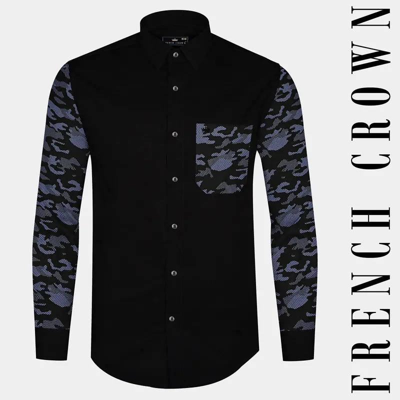Jade Black With Military Sleeves Printed Super Soft Premium Cotton Designer Shirt 1