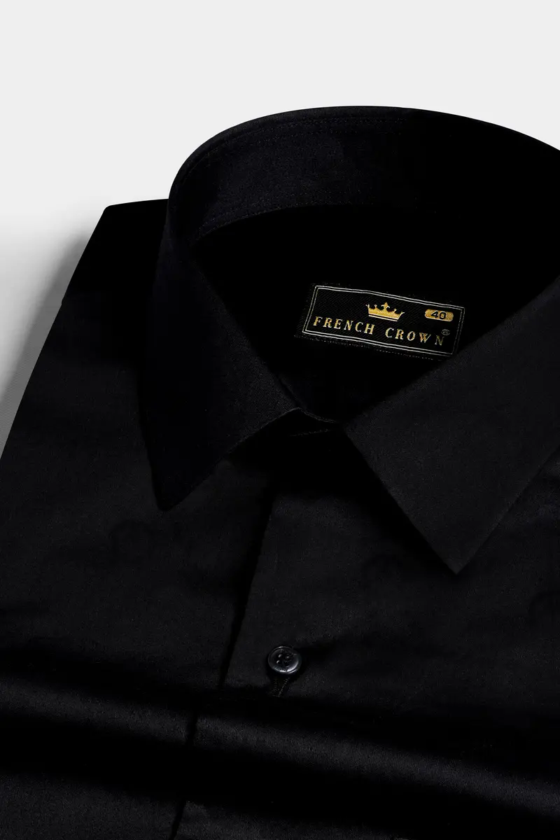 Jade Black With Om And Lord Ganesh Hand Painted Subtle Sheen Super Soft Premium Cotton Designer Shirt 5