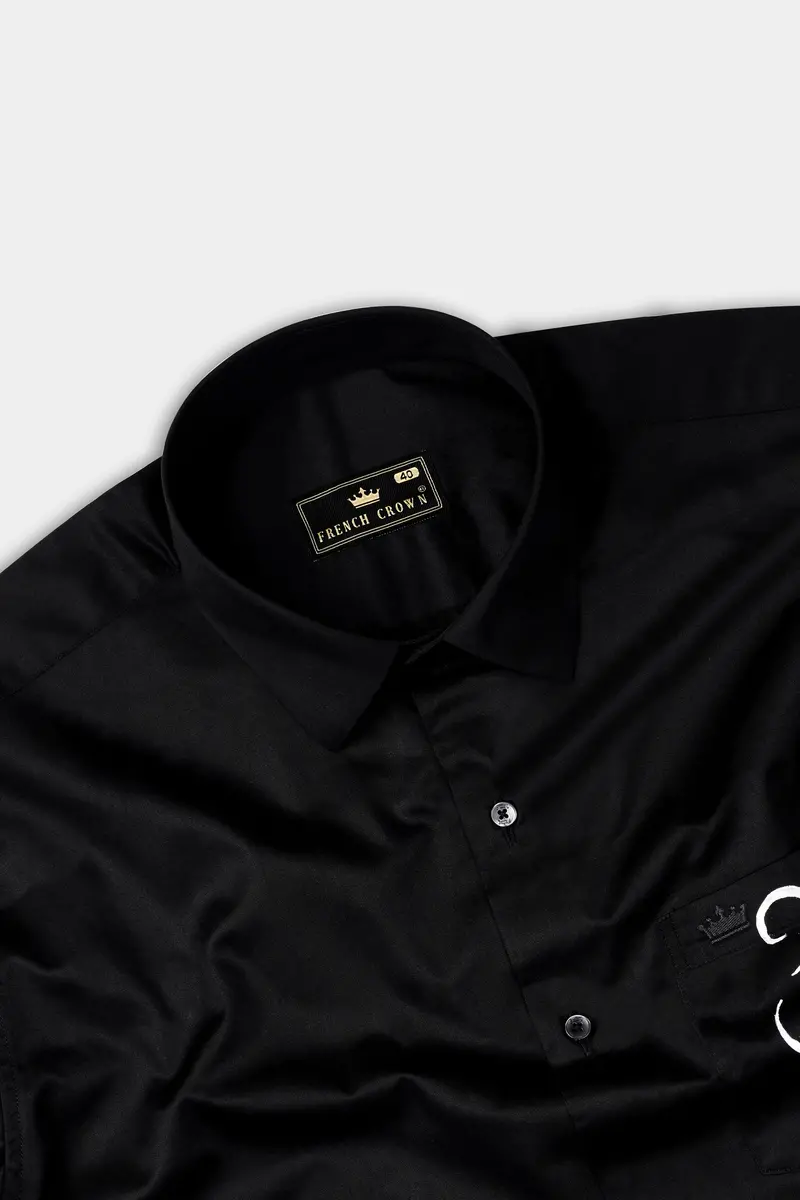 Jade Black With Om And Lord Ganesh Hand Painted Subtle Sheen Super Soft Premium Cotton Designer Shirt 7