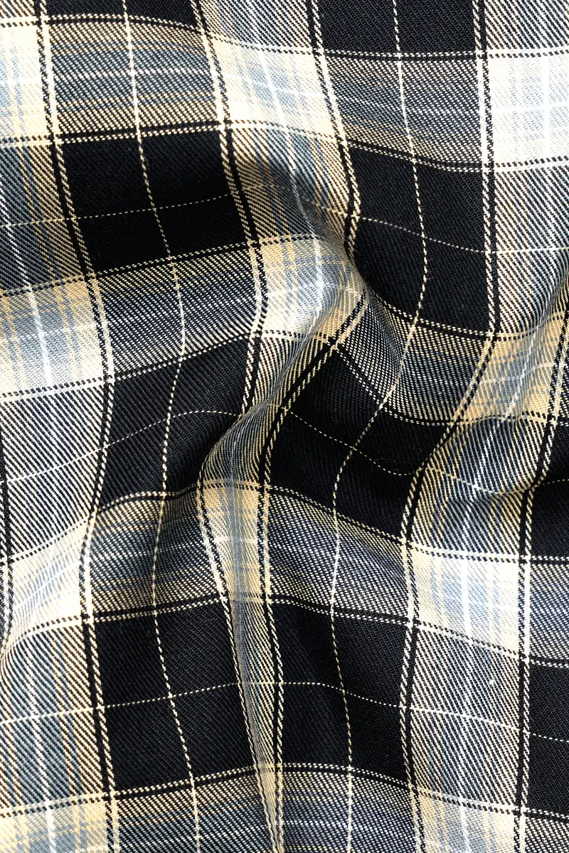 Jade Black With Raven Gray Plaid Twill Cotton Shirt 3