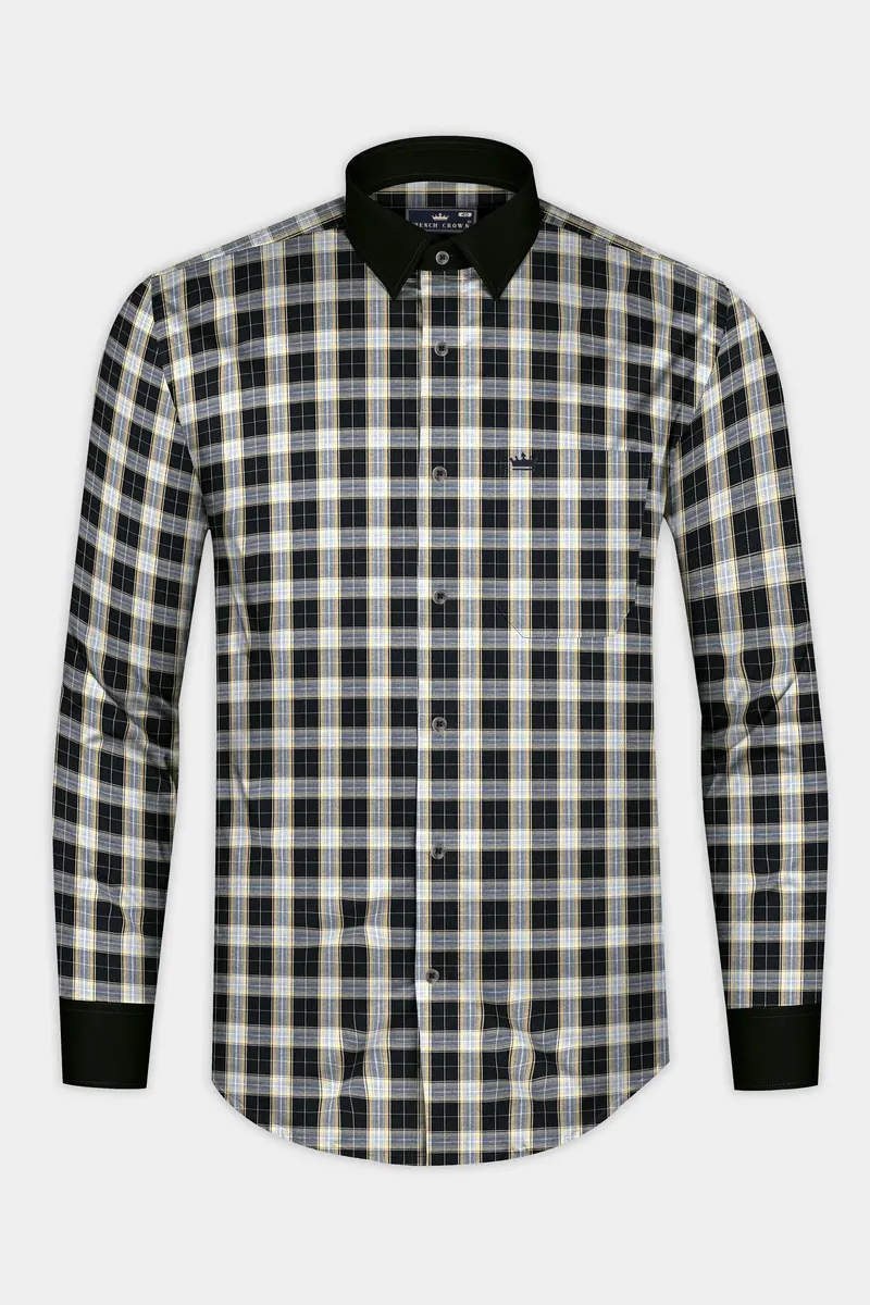 Jade Black With Raven Gray Plaid Twill Cotton Shirt 5