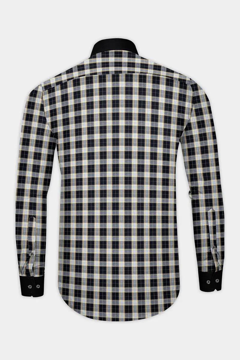 Jade Black With Raven Gray Plaid Twill Cotton Shirt 6