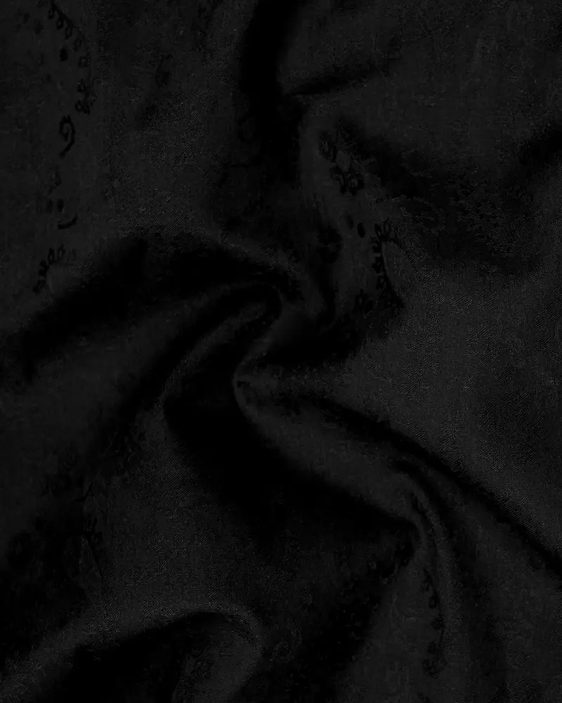 Jade Black With Self Paisleys Jacquard Textured Premium Giza Cotton Shirt 2