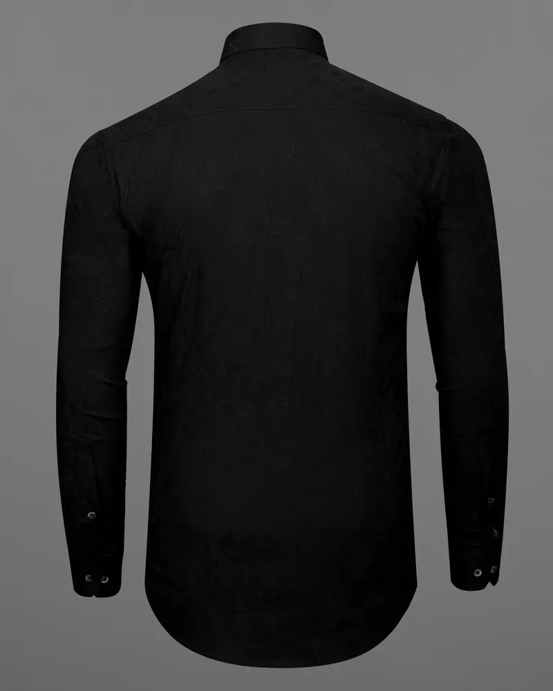 Jade Black With Self Paisleys Jacquard Textured Premium Giza Cotton Shirt 6