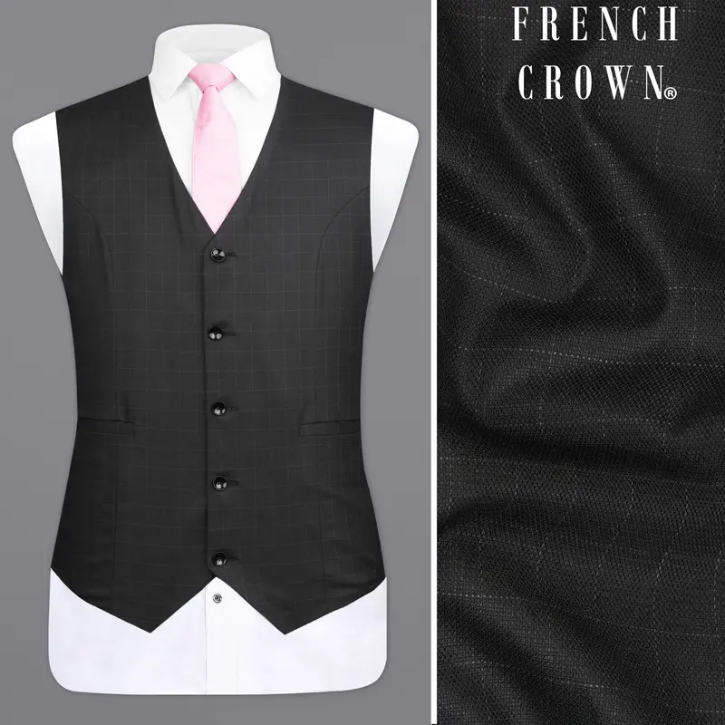 Jade Black With Storm Gray Checkered Waistcoat 1