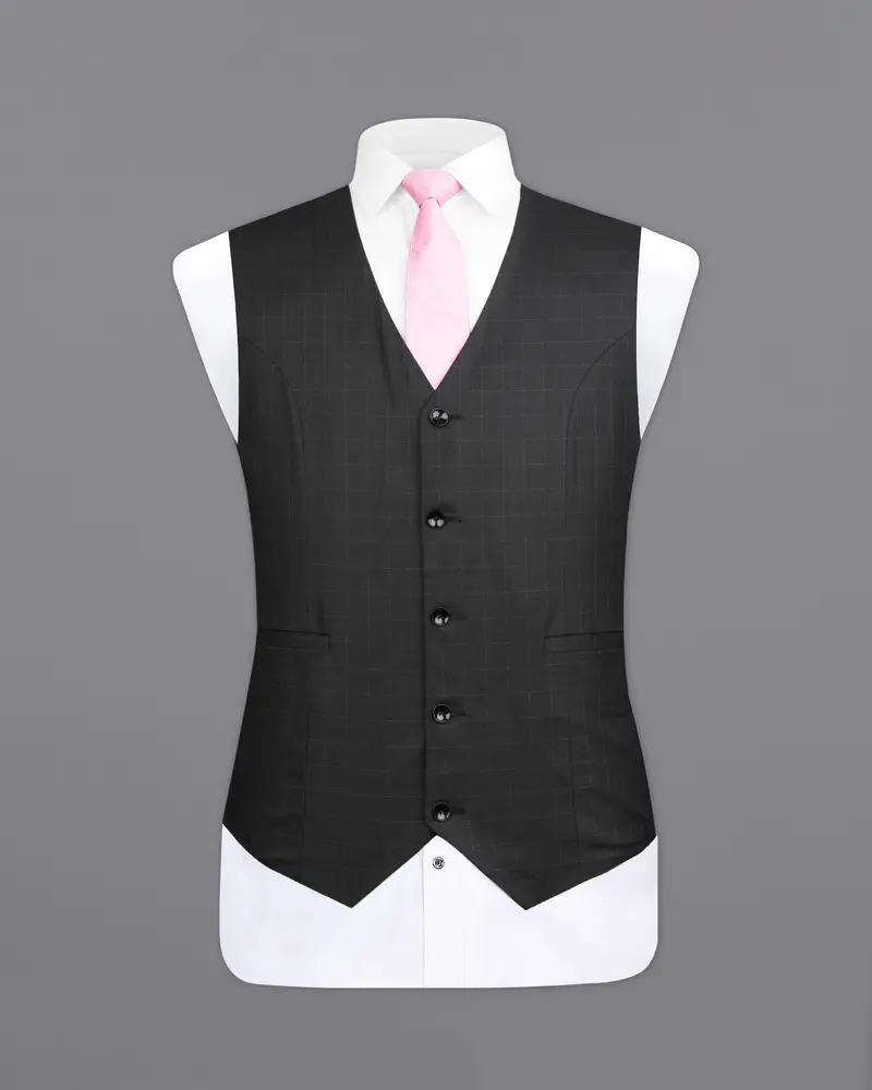 Jade Black With Storm Gray Checkered Waistcoat 2