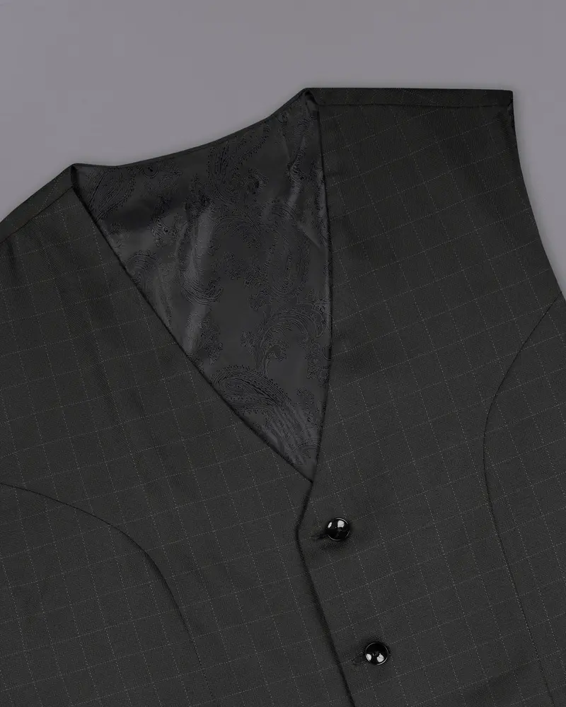 Jade Black With Storm Gray Checkered Waistcoat 4