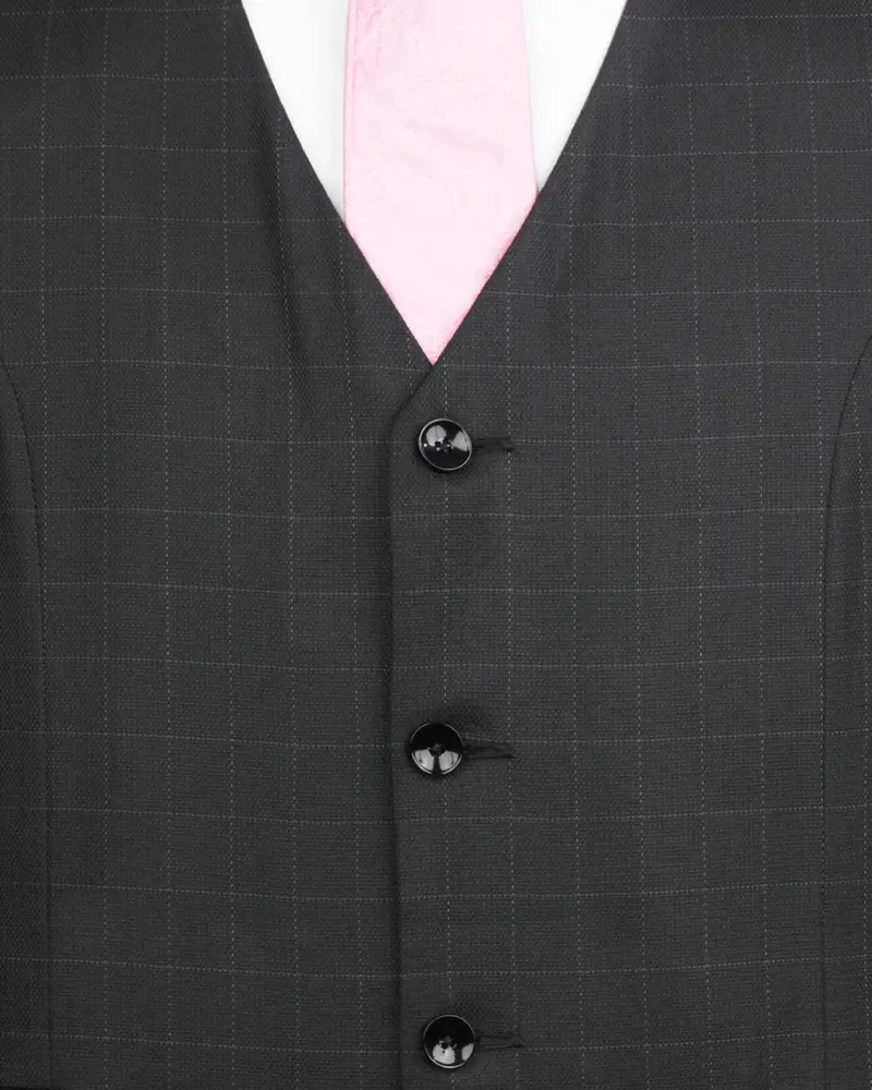 Jade Black With Storm Gray Checkered Waistcoat 5