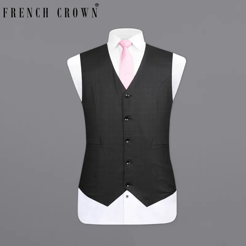 Jade Black With Storm Gray Checkered Waistcoat 7