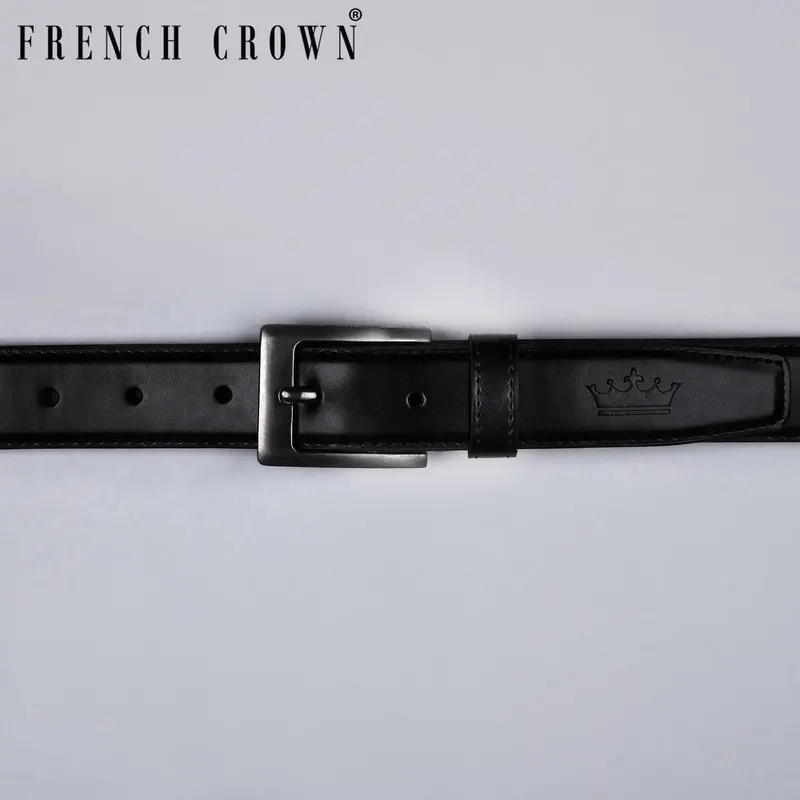 Jade Black With Subtle Sheen Vegan Leather Handcrafted Belt 1