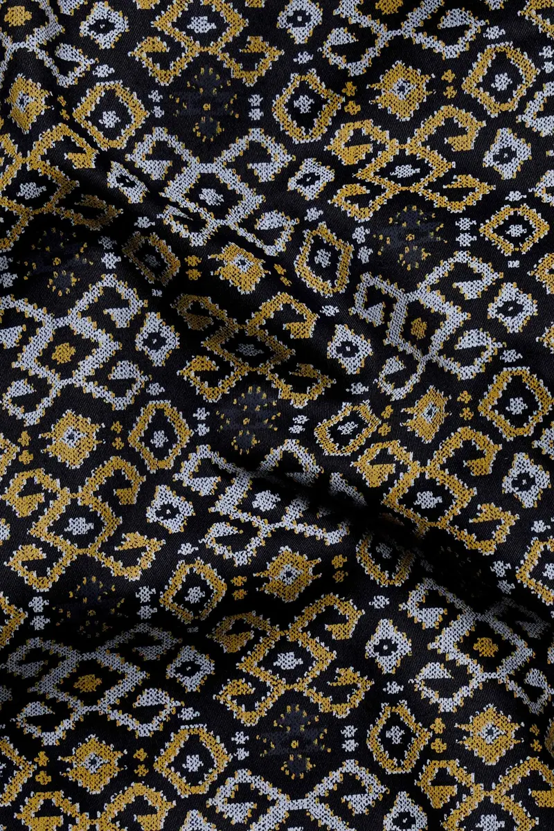 Jade Black With Tiara Gray And Kumera Brown Printed Subtle Sheen Super Soft Premium Cotton Shirt 2