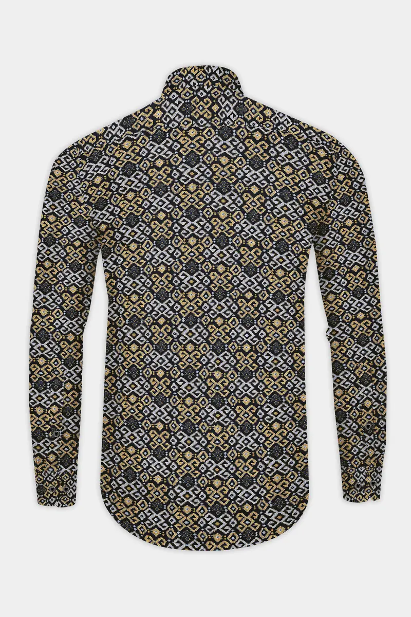 Jade Black With Tiara Gray And Kumera Brown Printed Subtle Sheen Super Soft Premium Cotton Shirt 5