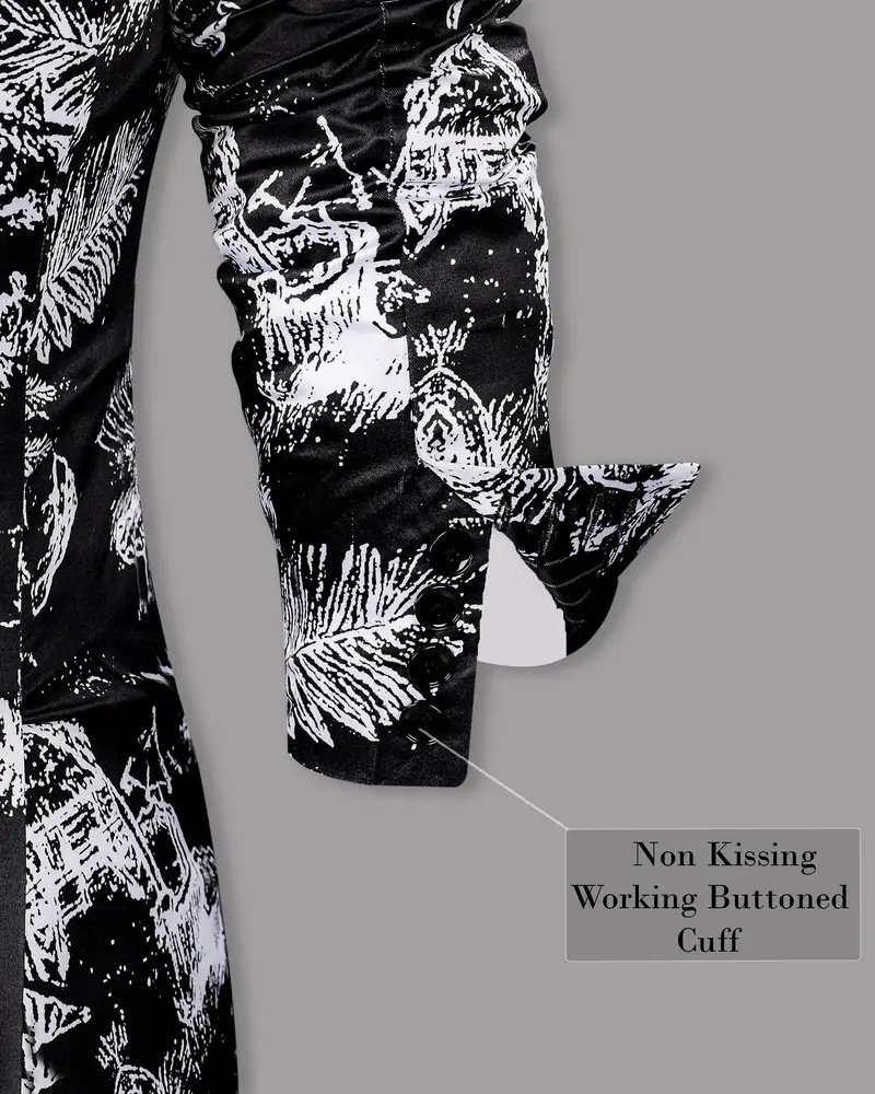 Jade Black With White Beach Print Super Soft Designer Blazer 10