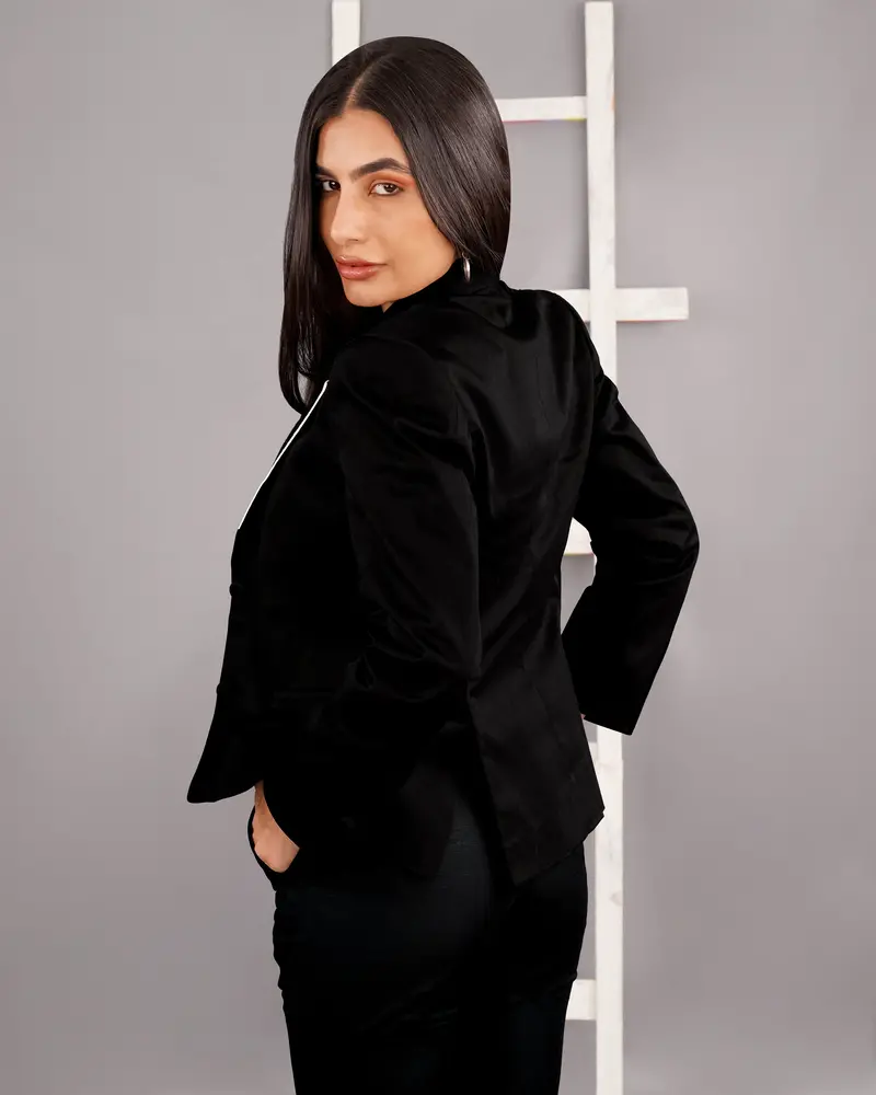 Jade Black With White Borders Premium Cotton Women's Suit 12