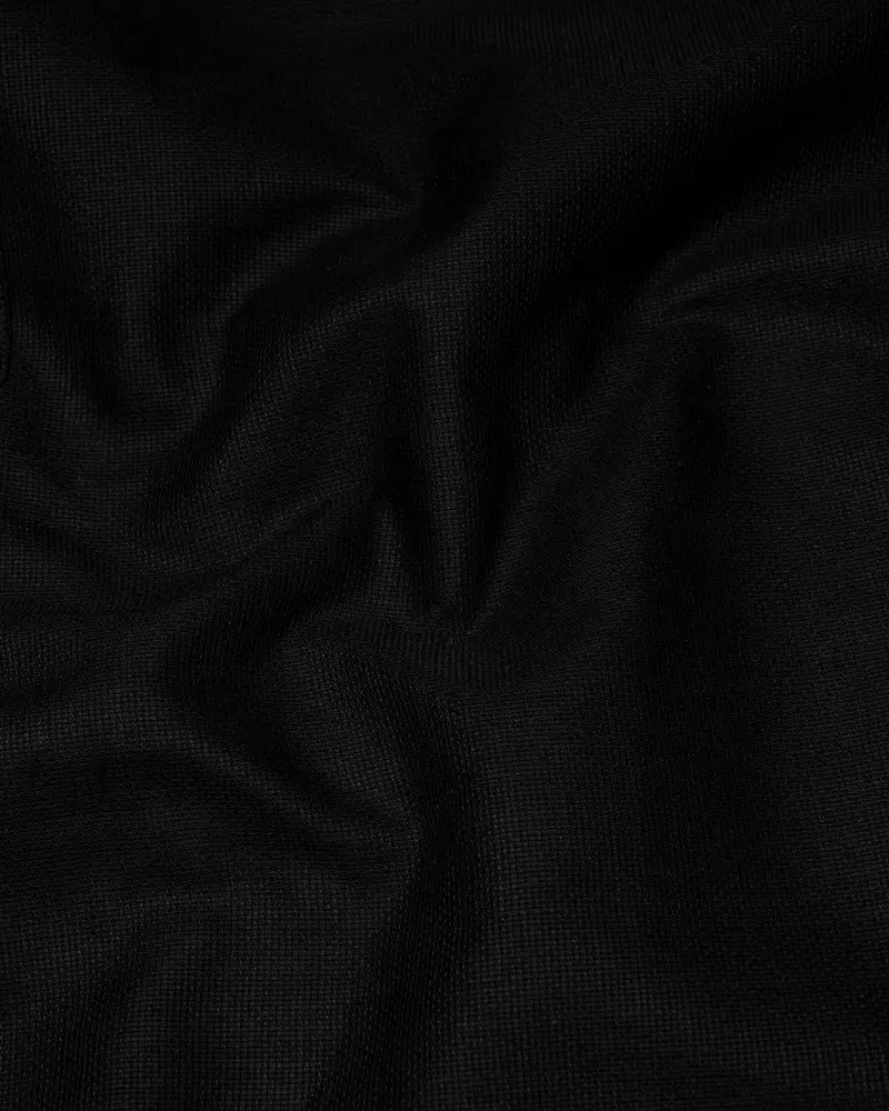 Jade Black With White Collar And Cuffs Dobby Textured Kurta Shirt 2