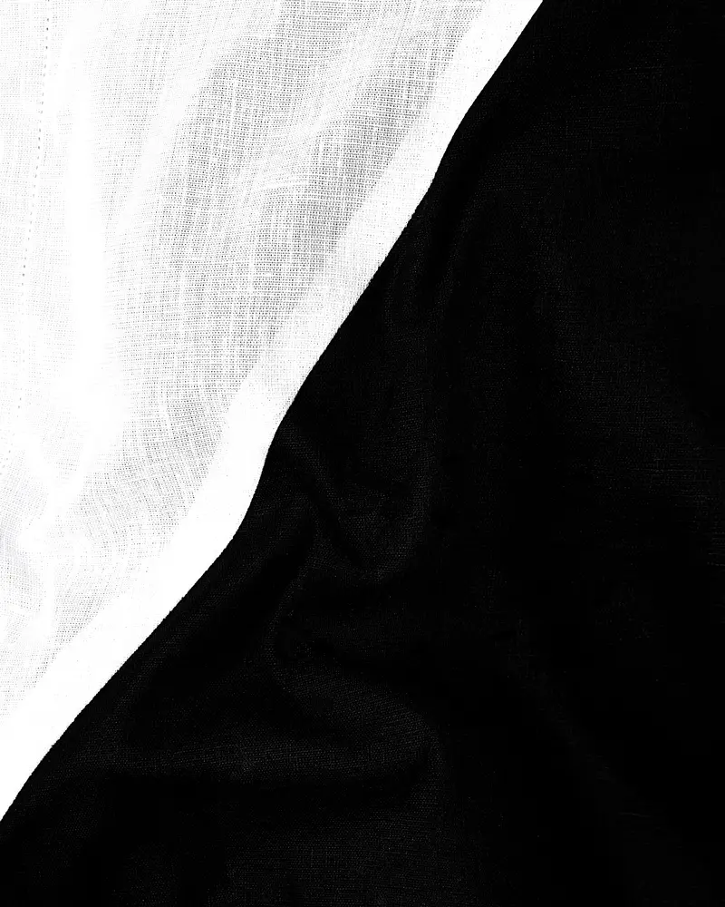 Jade Black With White Patterned Luxurious Linen Shirt 3