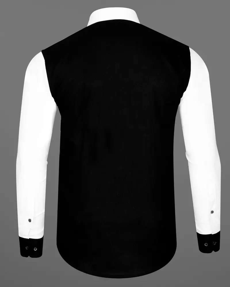 Jade Black With White Patterned Luxurious Linen Shirt 7
