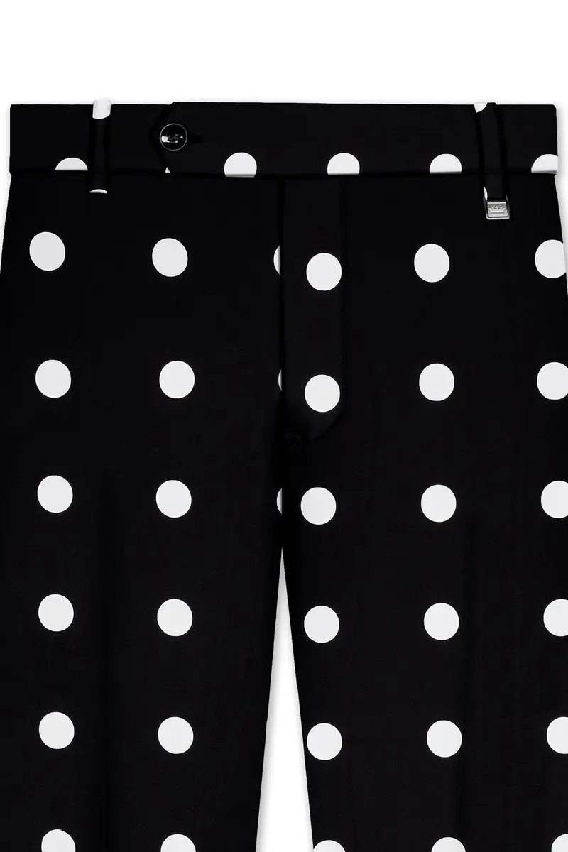 Jade Black With White Polka Dots Premium Cotton Pant 4