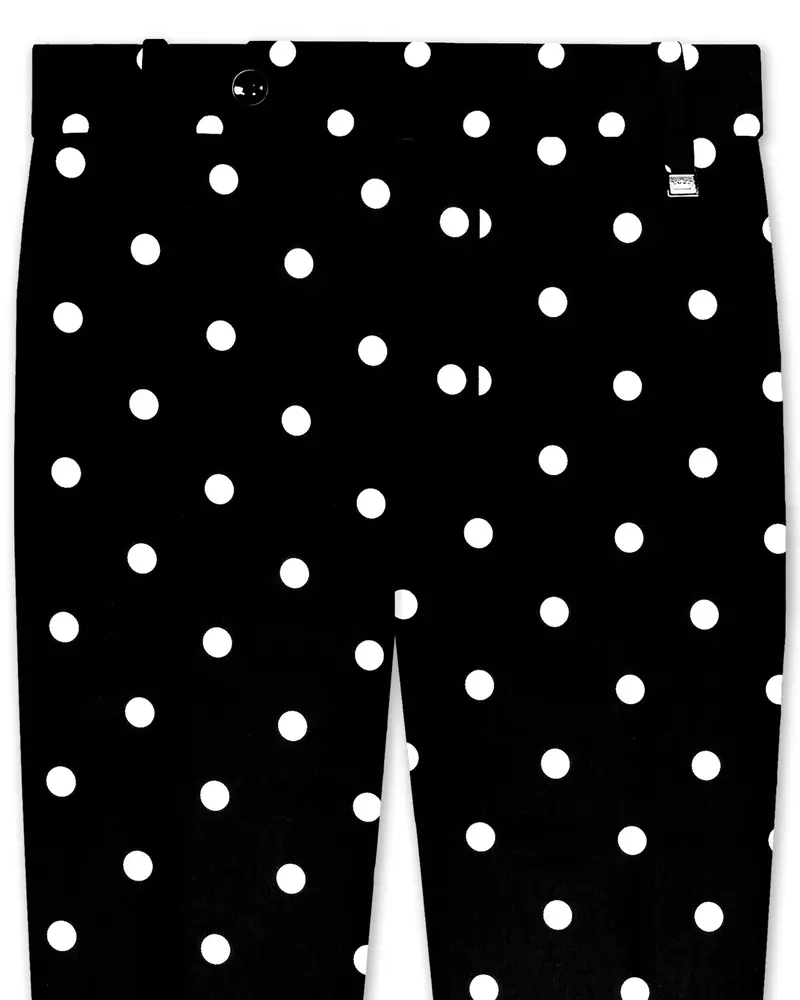 Jade Black With White Polka Dots Printed Premium Pant 1