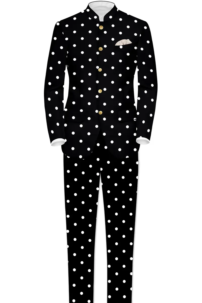 Jade Black With White Polka Dots Printed Premium Pant 7