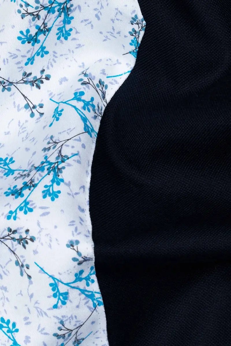 Jade Black With White Printed Royal Oxford Designer Shirt 3