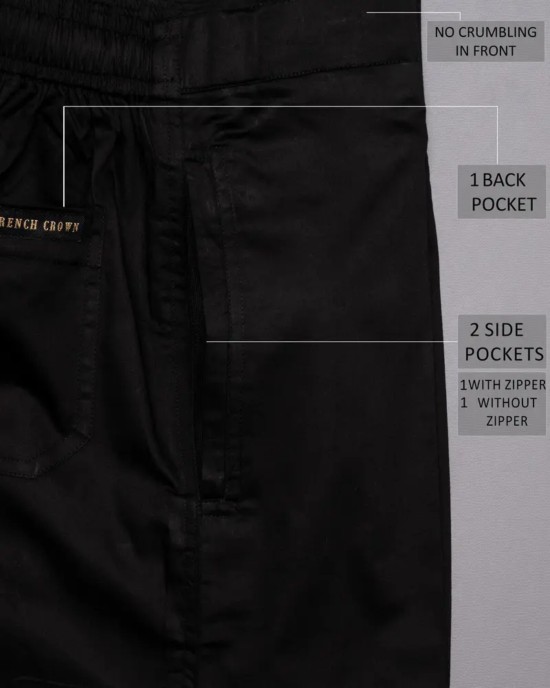 Jade Black With White Striped Designer Premium Cotton Shorts 6