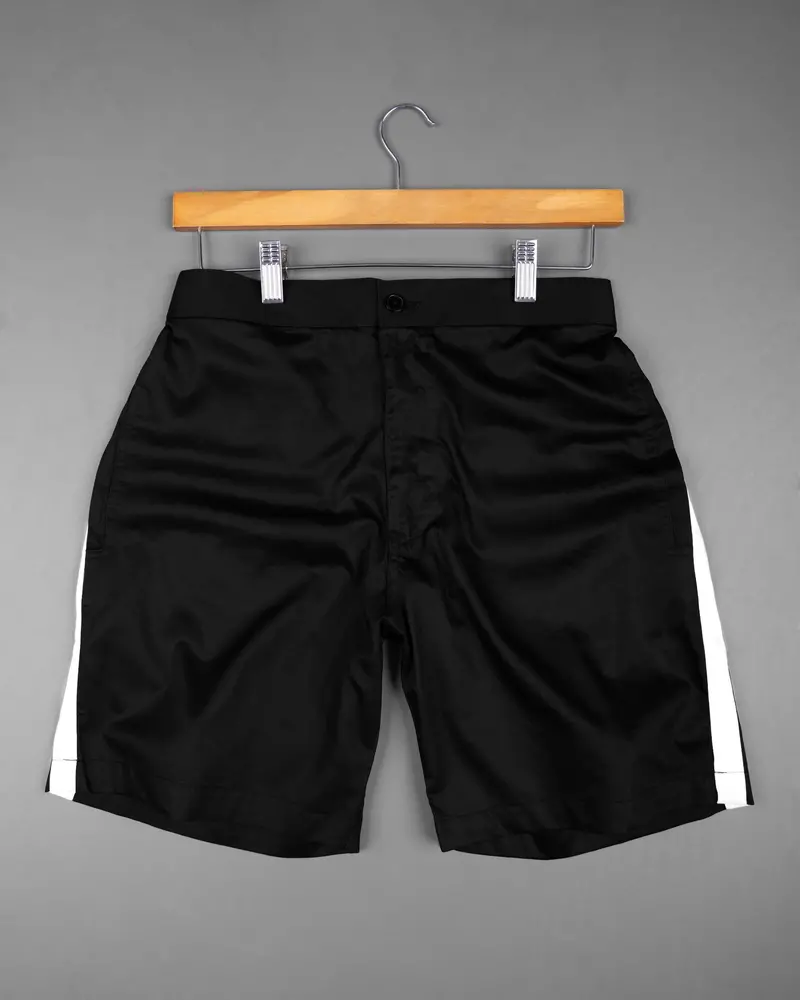 Jade Black With White Striped Super Soft Premium Cotton Designer Shorts 4