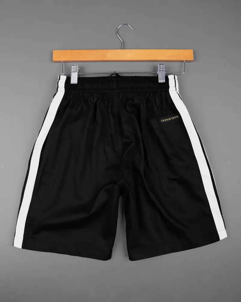 Jade Black With White Striped Super Soft Premium Cotton Designer Shorts 5
