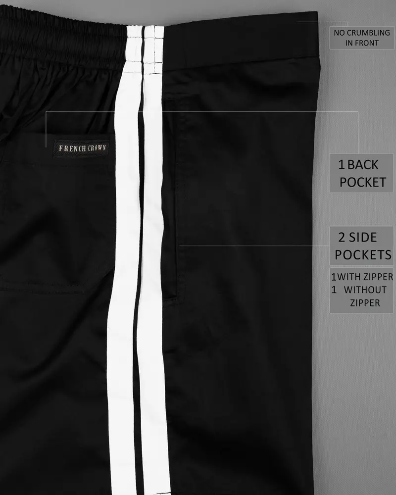 Jade Black With White Striped Super Soft Premium Cotton Designer Shorts 7