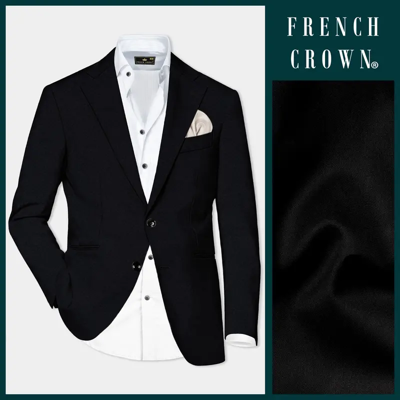 Jade Black Wool Rich Blazer 1