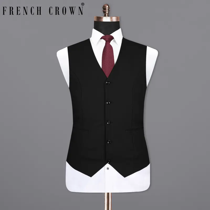 Jade Black Wool Rich Waistcoat 1