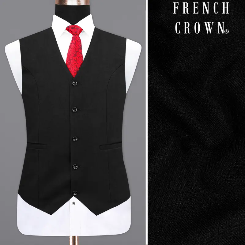 Jade Black Wool Rich Waistcoat 1