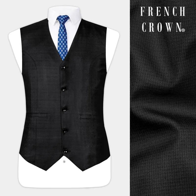 Jade Black Wool Rich Waistcoat 1