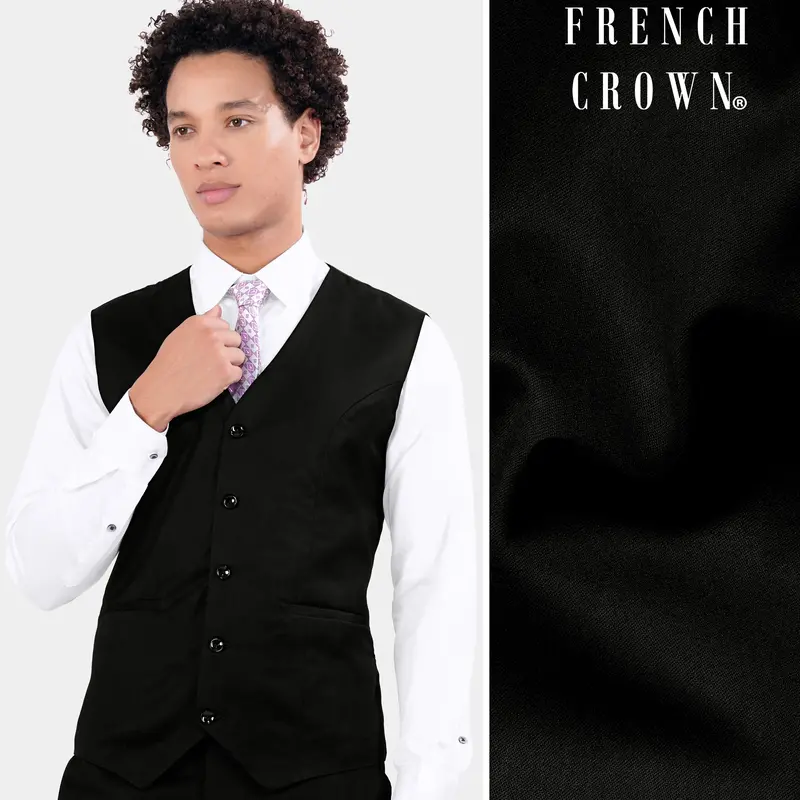 Jade Black Wool Rich Waistcoat 1