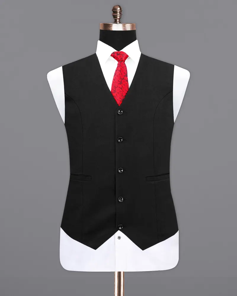 Jade Black Wool Rich Waistcoat 2