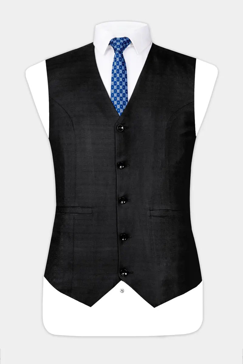 Jade Black Wool Rich Waistcoat 2