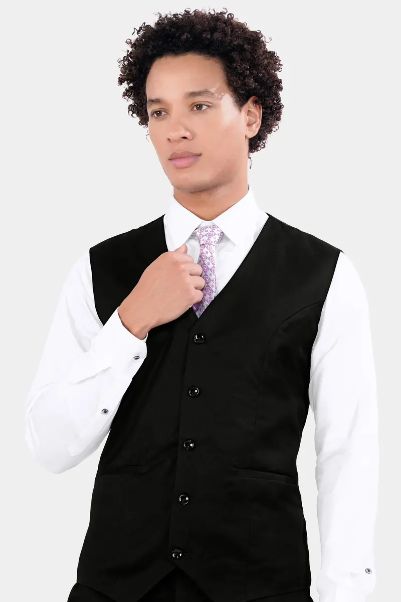 Jade Black Wool Rich Waistcoat 2