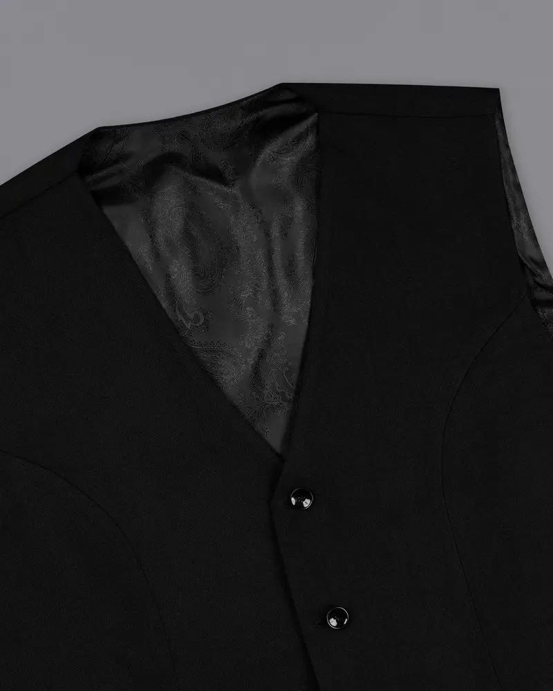 Jade Black Wool Rich Waistcoat 4